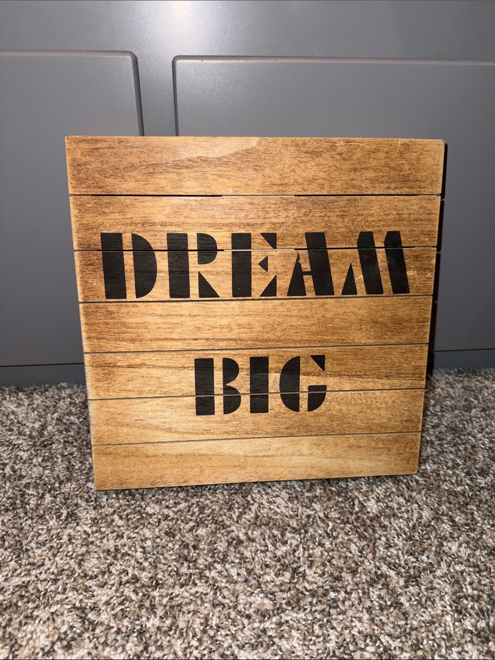 Rustic Brown 'Dream Big' Wall Plaque with Black Lettering